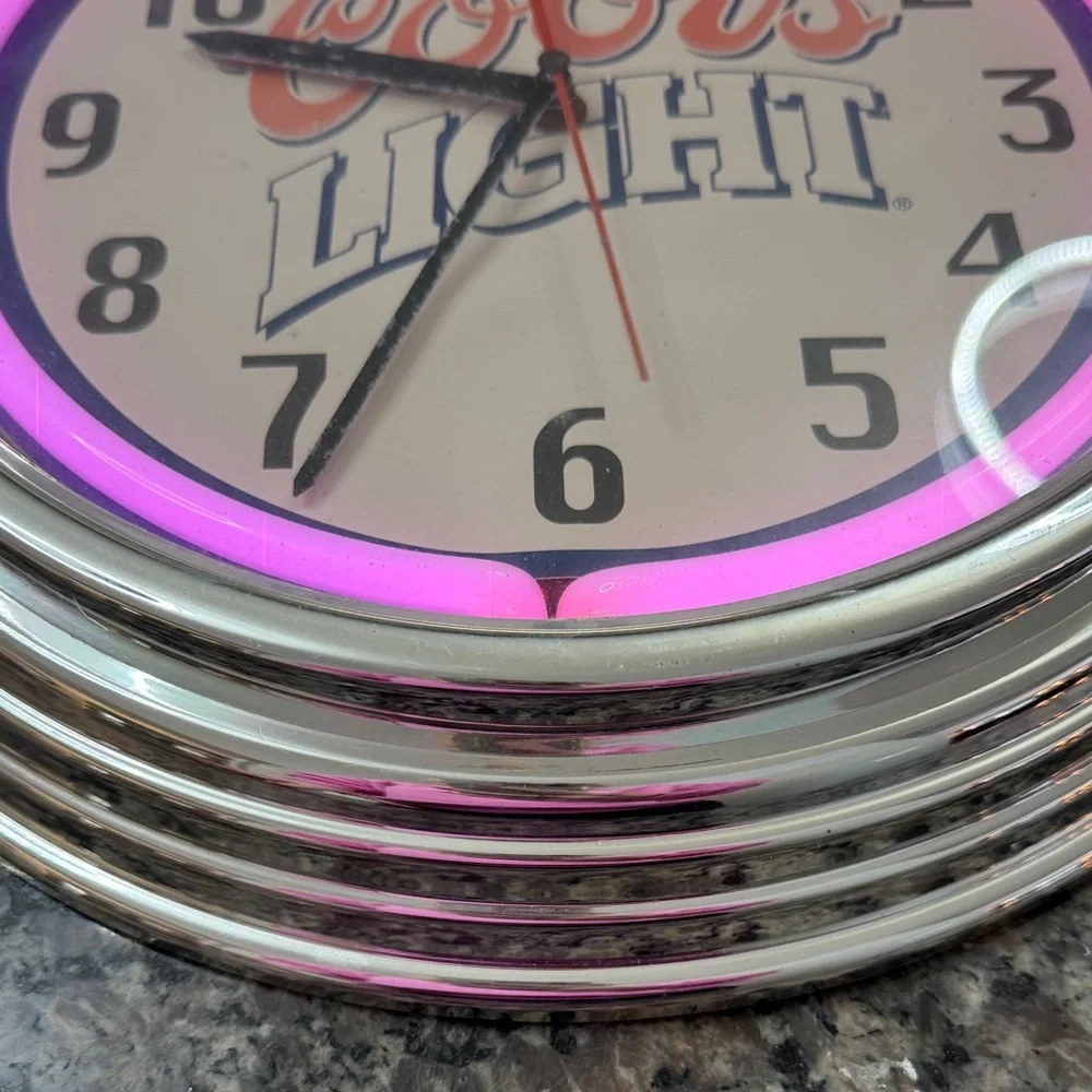 Coors light beer neon light Wall Clock Silver Accents